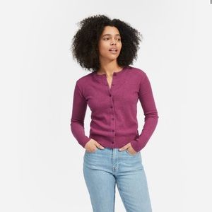 Everlane 100% Cashmere Crew Cardigan Size XS Heather Berry